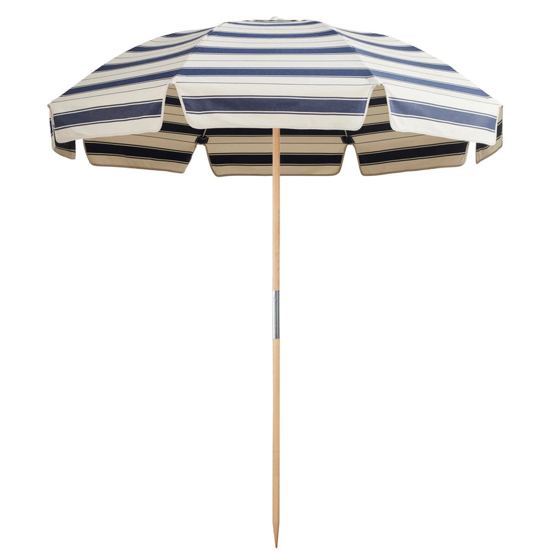 Classic Al Mare Stripe Jardin Patio Umbrella by Basil Bangs with UPF50+ sun protection, durable fabrics, and elegant canopy for outdoor style.