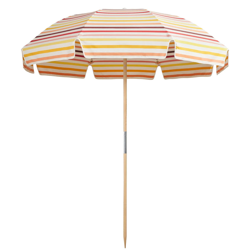 Classic Amore Stripe Gelato Jardin Patio Umbrella by Basil Bangs with UPF50+ sun protection, durable fabrics, and elegant canopy for outdoor style.