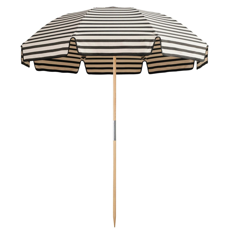 Classic Amore Stripe Sabbia Jardin Patio Umbrella by Basil Bangs with UPF50+ sun protection, durable fabrics, and elegant canopy for outdoor style.