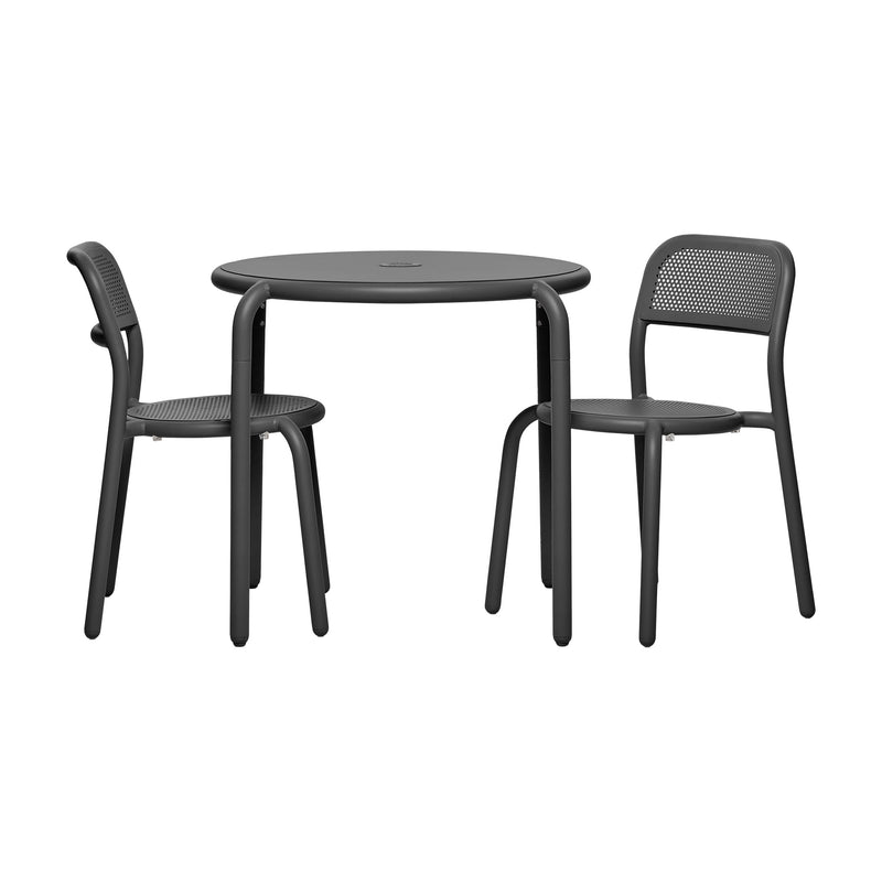 Toní Bistro Set in anthracite by Fatboy, featuring a sleek table and two chairs, perfect for modern and durable outdoor dining.